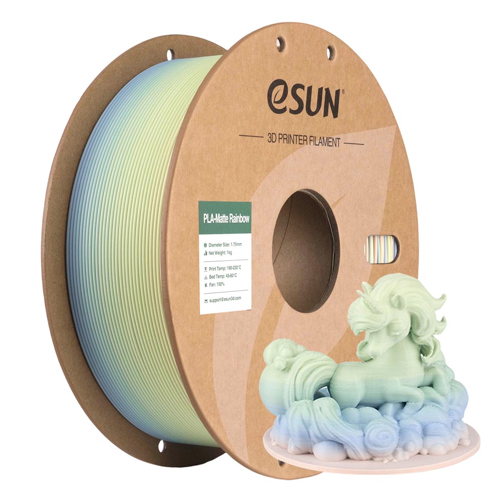 eSUN PLA-Matte Rainbow filament spool, Blue Green Pink, 1.75mm 1kg
