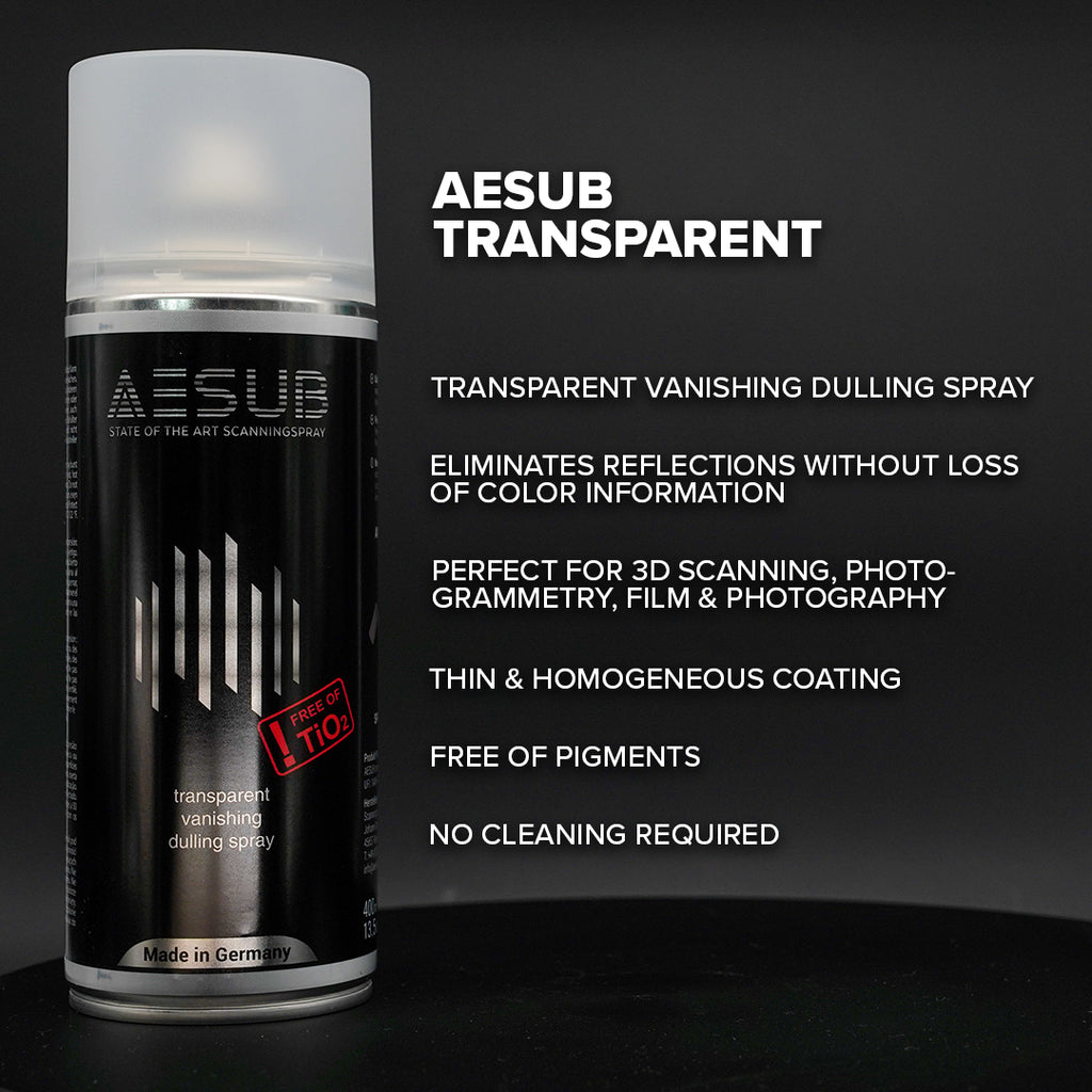 AESUB Transparent - Disappearing Dulling Spray for 3D Scanning