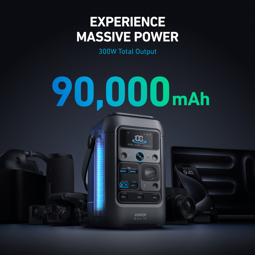 Anker SOLIX C300X DC Portable Power Station - 288Wh | 90000mAh