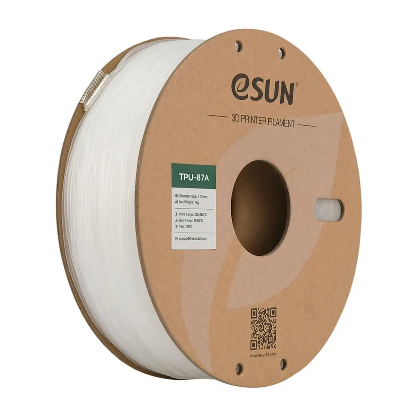 eSun eFlex TPU-87A (Flexible) Filament - Clear - 1.75mm - 1kg
