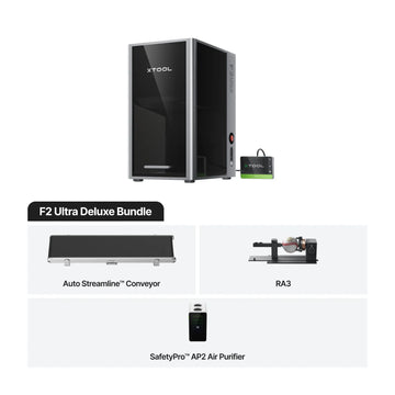 xTool F2 Ultra Deluxe Bundle contents - dual laser